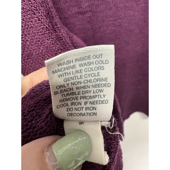 Vintage Y2K Mudd XL Long Sleeve Lace‎ Cutout Thin Sweater Purple Gorp Casual - Picture 7 of 7